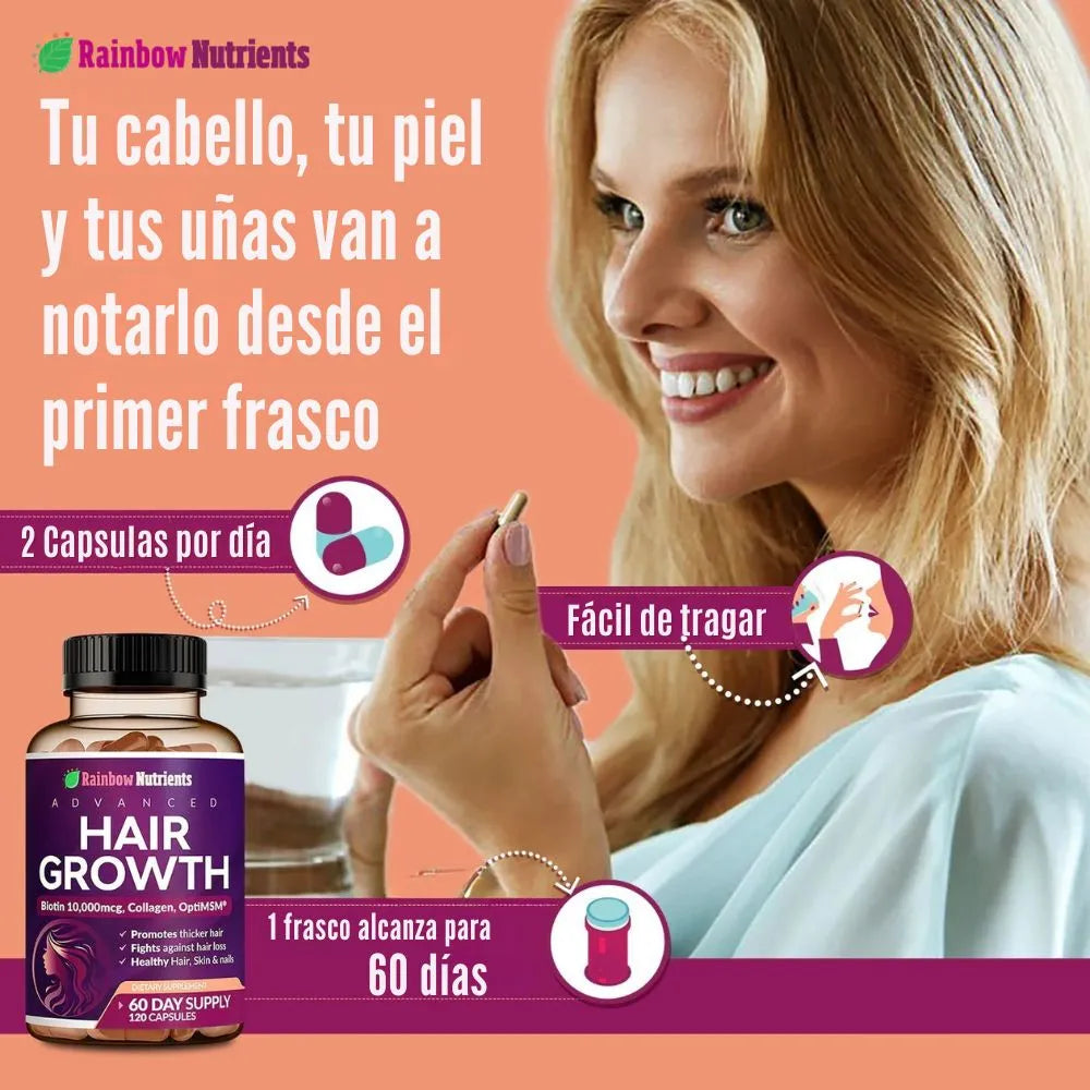 ¡HAIR GROWTH SÚPER OFERTA 2x1 - Logra un Cabello de Ensueño Desde los Primeros 7 Días!