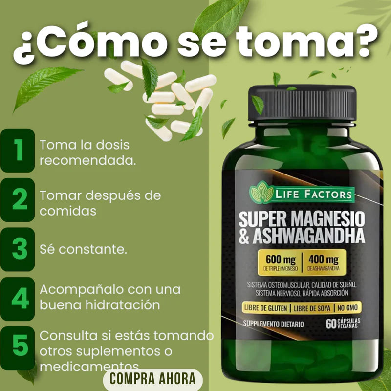 🏆 37 beneficios en 1 sola cápsula: Super Magnesio + Ashwagandha💊💯