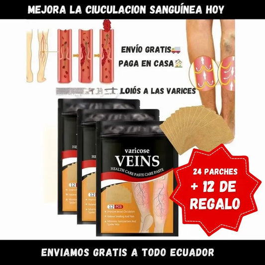 Parches Anti Varices - 24 parches + ¡12 de REGALO!