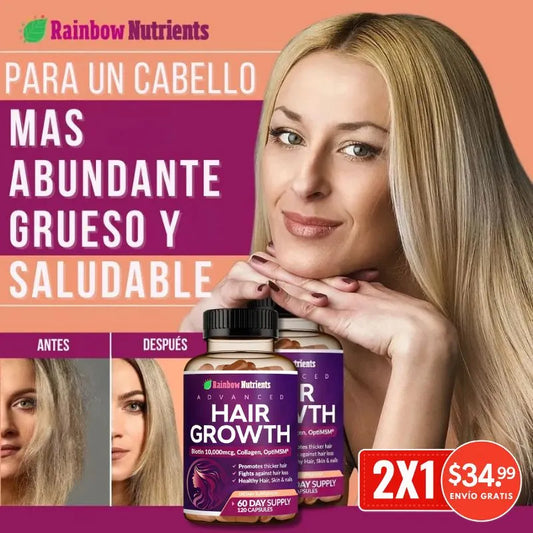 ¡HAIR GROWTH SÚPER OFERTA 2x1 - Logra un Cabello de Ensueño Desde los Primeros 7 Días!