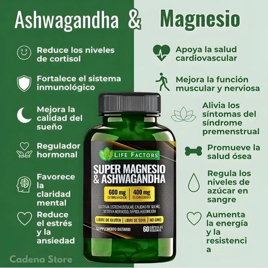 🏆 37 beneficios en 1 sola cápsula: Super Magnesio + Ashwagandha💊💯